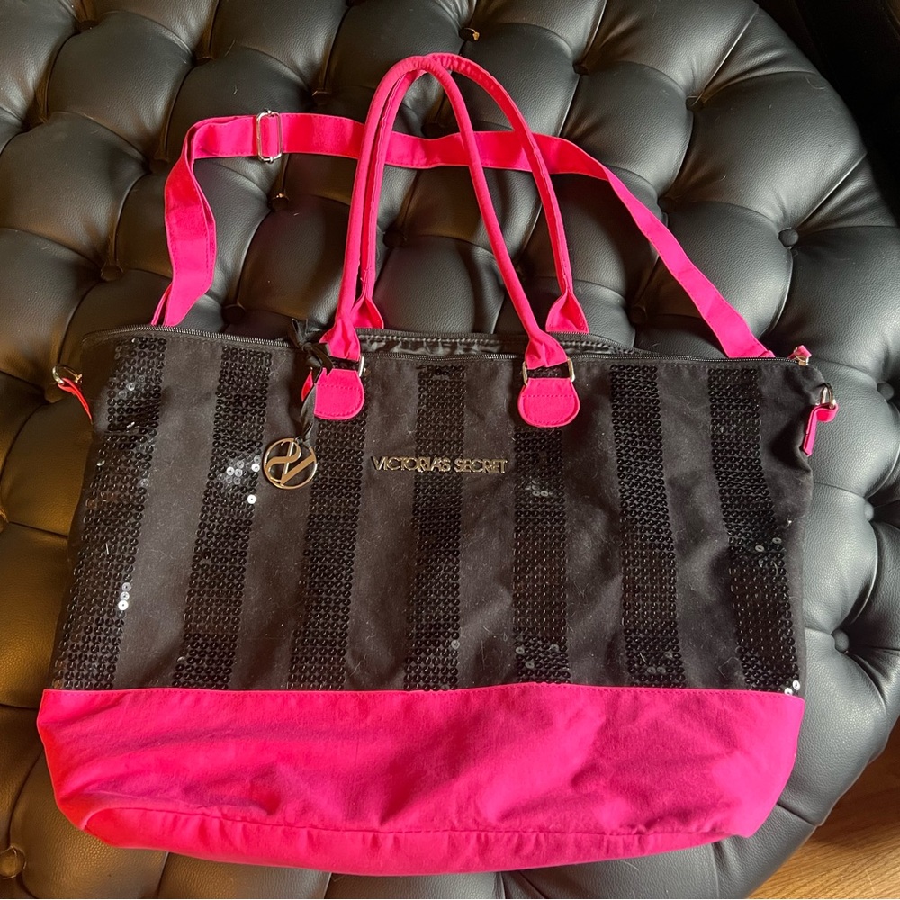 Victoria Secret weekender with zipper.